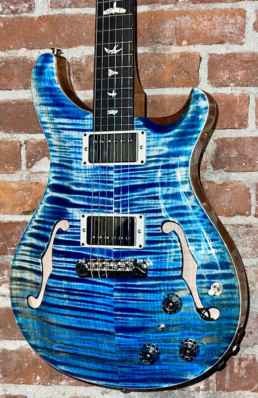 PRS Hollowbody II Piezo  Electric Guitar, Faded Blue Jean, Insane Flame, Help Support Small Business & Buy It Here ! image 1