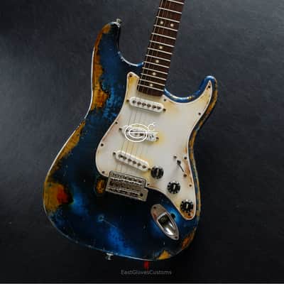 Fender Stratocaster Midnight Blue Pelham Dark Blue Heavy Relic Aged by East Gloves Customs image 13