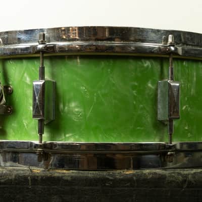 1930s Leedy 5x14 Broadway Standard Green Pearl Snare Snare Drum image 4
