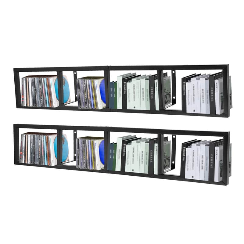 2-Pack Floating Wall CD & Music Media Shelves – Large Metal Racks for Albums, DVDs & Studio Archives image 1