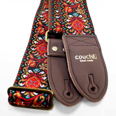 Buckskin Hendrix-Style Woven Guitar Strap Made of Recycled Seatbelt and Vegan Leather image 2