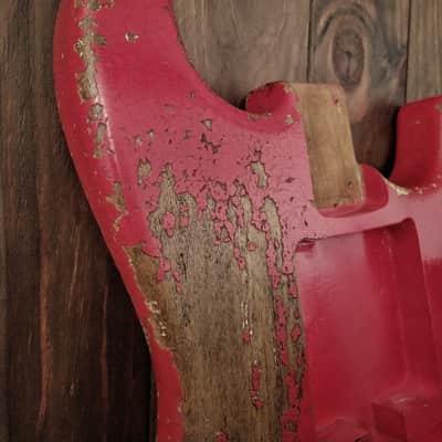 #202624 :: Baldman's Relic Stratocaster body in Heavy Relic Hot Rod Red nitro finish :: Roadworn Aged image 4