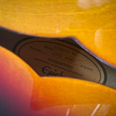 1997 Epiphone Rivoli VC Vintage Sunburst Made in Korea Peerless factory image 4