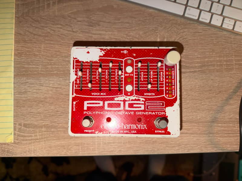 HEAVILY WORN Electro-Harmonix POG2 Polyphonic Octave Generator 2009 - Present - Red / White image 1