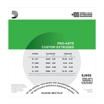 D'Addario Ukulele Strings EJ65S Soprano Nylon 24-32-34-28 - Strings image 3