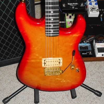 Schecter Van Nuys Hot Rod Custom Strat Super Rare! Curly Maple  1 Humbucker Cherry Sunburst image 4