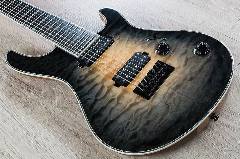 Mayones Regius 8 8-String Baritone Scale Electric Guitar Quilted Maple Top Trans Negative Fade Burst image 1