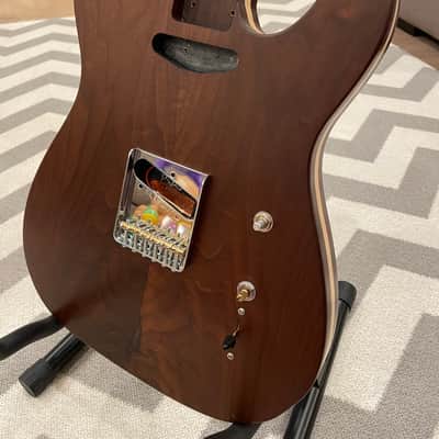 Custom Telecaster Body – Figured Mahogany & Maple Center – Fender/Warmoth Compatible image 5