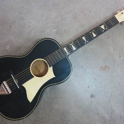 Vintage 1940s Superior Parlor Guitar Yellow Deco Art Stencil Oahu Regal Harmony image 1
