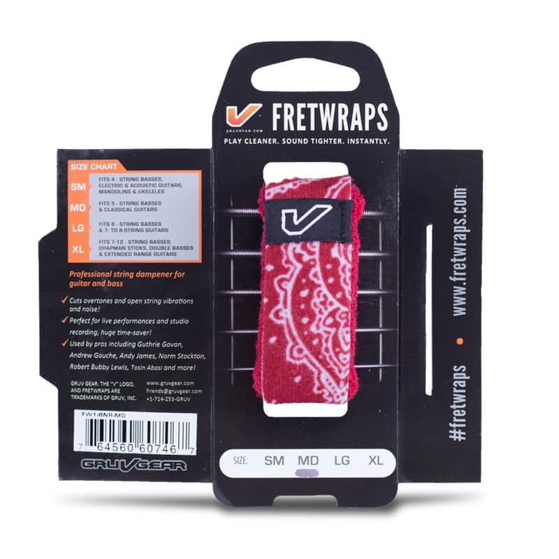 Gruv Gear Bandana FretWraps Fret Wraps Guitar String Muter Single Red Medium image 1
