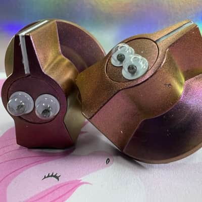 Knobably Moog Style Pointer Knobs - Distressed Copper Chameleon Googly Eyes (Set of 2) image 2
