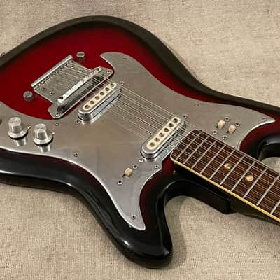 1960’s Unbranded Sekova Mentor 12 String Guitar Variant Redburst Hockey Stick Headstock Electric XII MIJ Japan Rare / VIDEO image 5