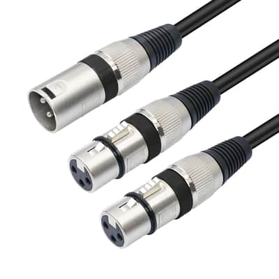 1.5Feet 3Pin Xlr Male To 2 Xlr Female Y Splitter 1 Male To 2 Female Audio Cable For Micphone Mixer Amplifier,5 Color(Red,Green,Blue,Yellow,Black)-5 Pack image 5