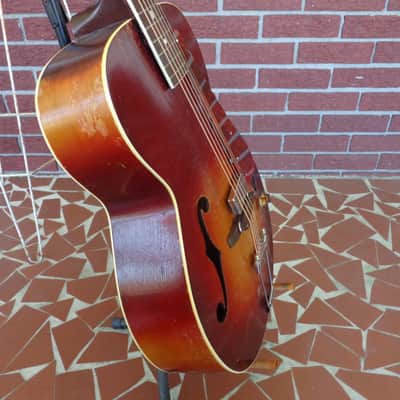 1930's Kay Baritone Archtop Guitar - B Tuning - Acoustic Electric - X Wide Fretboard - Period Case image 9