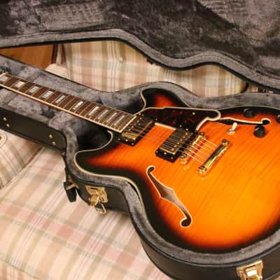 D'Angelico Excel EX-DC/SP Semi-Hollow with Stop-Bar Tailpiece 2010s - Vintage Sunburst with case image 4