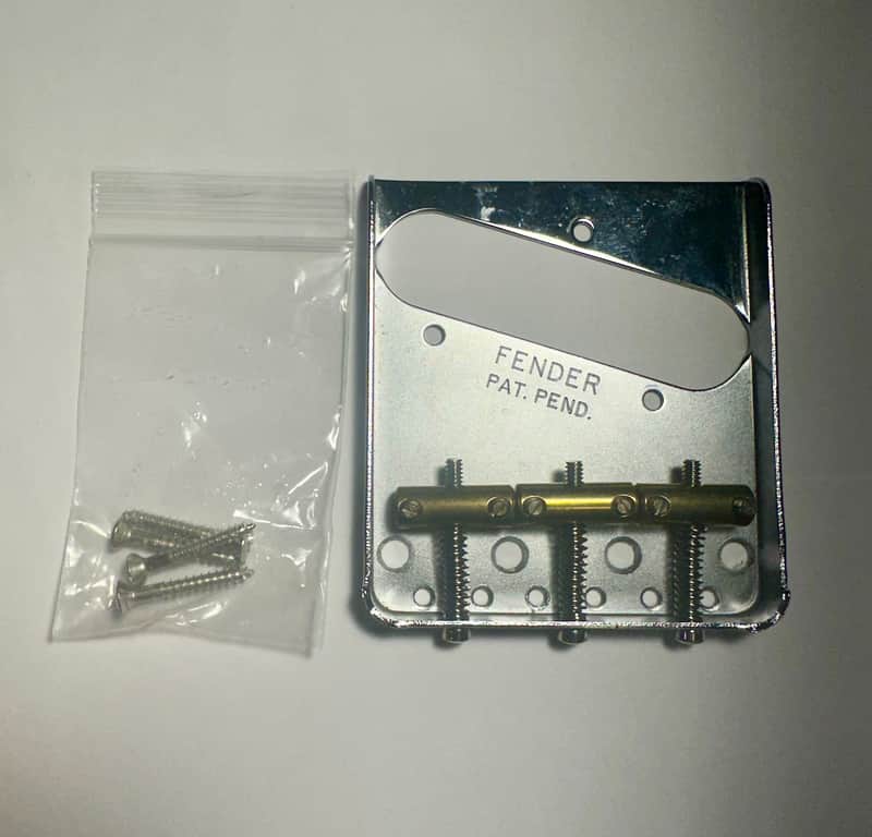 Fender vintage style telecaster bridge with brass saddles Mid 2010s image 1