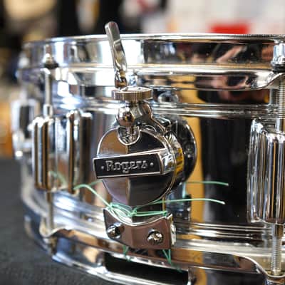 Vintage 1960s Rogers USA PowerTone 5x14" Steel Snare Drum w/ Tone Control image 9