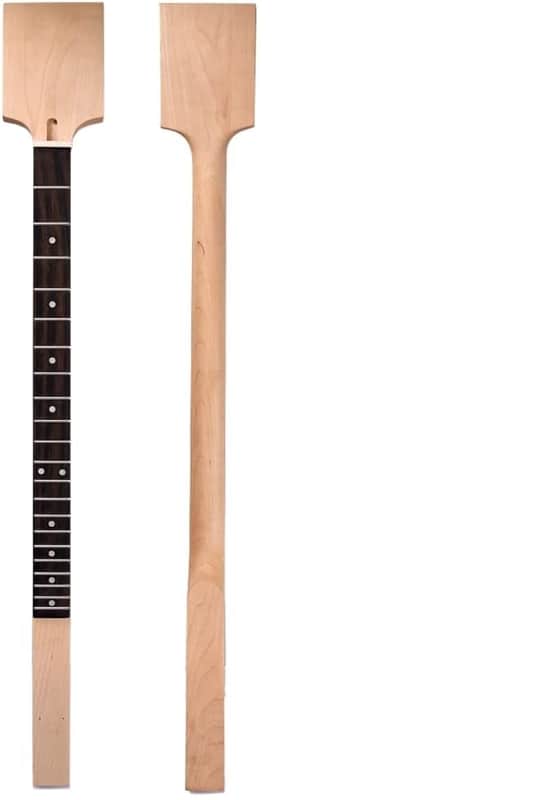 Unfinished Cigar Box Guitar Neck for 3 or 4 String, Cigar Box Guitar 21 Fret 25.5 inch Maple Rosewood Fretboard Half Paddle Headstock Electric Guitar Parts Replacement for Ib Style image 1