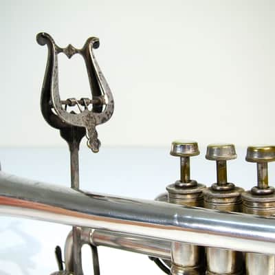 Vintage 1913 York & Sons Perfect Tone Coronet Trumpet Silver Engraved w Original Case & Acessories image 15