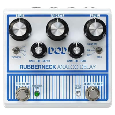DigiTech DOD-RUBBERNECK Analog Delay Pedal with Double Concentric Knobs, Double Footswitches and Remote Footswitch Control (White) image 1