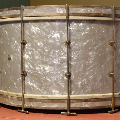 1920's Ludwig & Ludwig 14"x27.5" Bass Drum in Lavender Pearl image 8