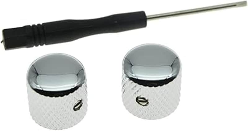 Set of 2 Chrome Metal Guitar Dome Knobs Bass Knob with Set Screw for Telecaster/Tele Guitar image 1