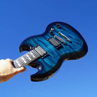 ESP USA Viper Black Aqua Sunburst 6-String Electric Guitar w/ Hard Case (2023) image 1