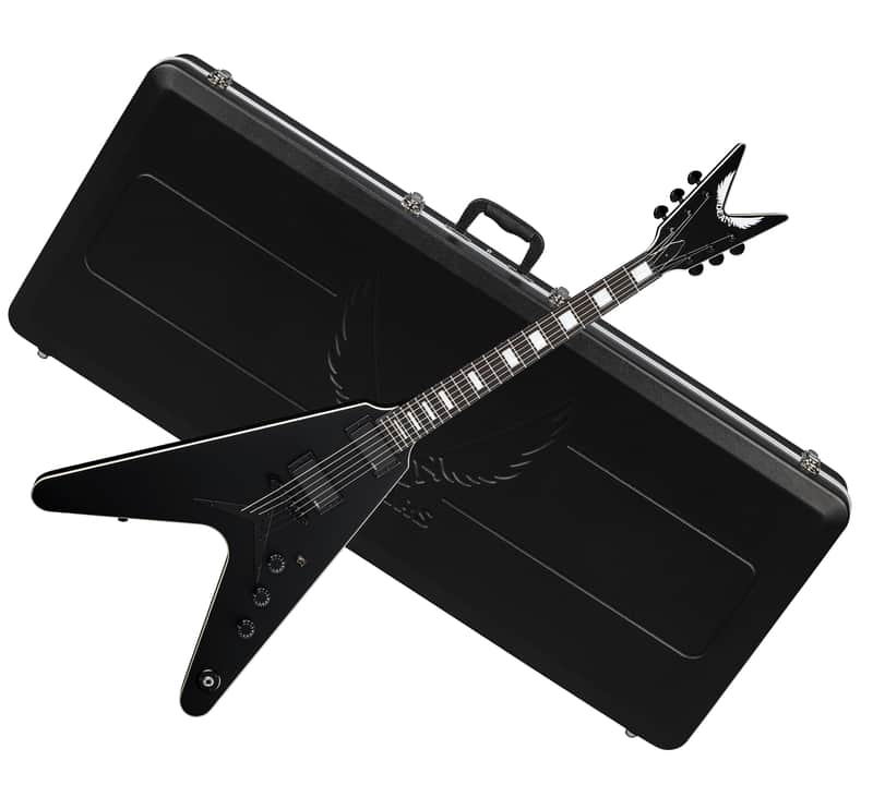 DEAN V Stealth electric GUITAR new Black Satin w/ DEAN MOLDED CASE - EMG Pickups image 1