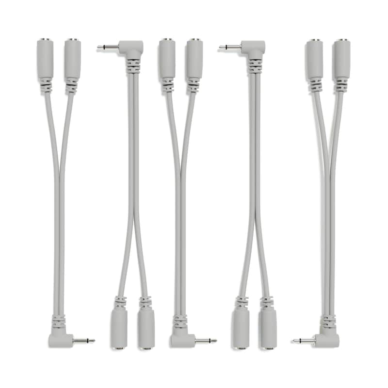 ExcelValley [Grey] 5-Pack - Right Angle Mono Splitter Y Patch Cables - TS 3.5mm 1/8" Eurorack Synth Synthesizer image 1