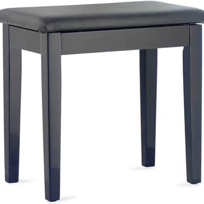 STAGG Highgloss Black Piano Bench With Black Vinyl Top And Storage Compartment image 3