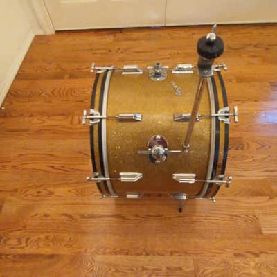 Rogers Vintage Holiday Gold Sparkle 14 X 20 Bass Drum, Early 1960s, Cleveland Tag! image 6