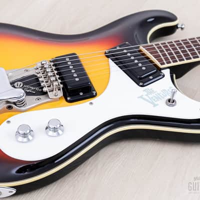 1990s Mosrite Ventures Model '63 Vintage Reissue Sidejack Sunburst w/ Vibramute & Case image 7