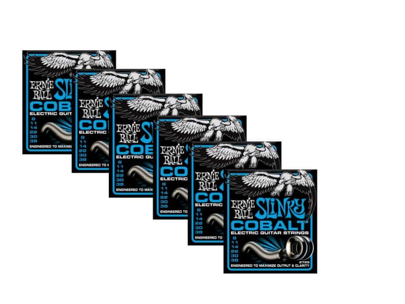 6 Pack Ernie Ball 2725 Cobalt Slinky Electric Guitar Strings (8-38) image 1