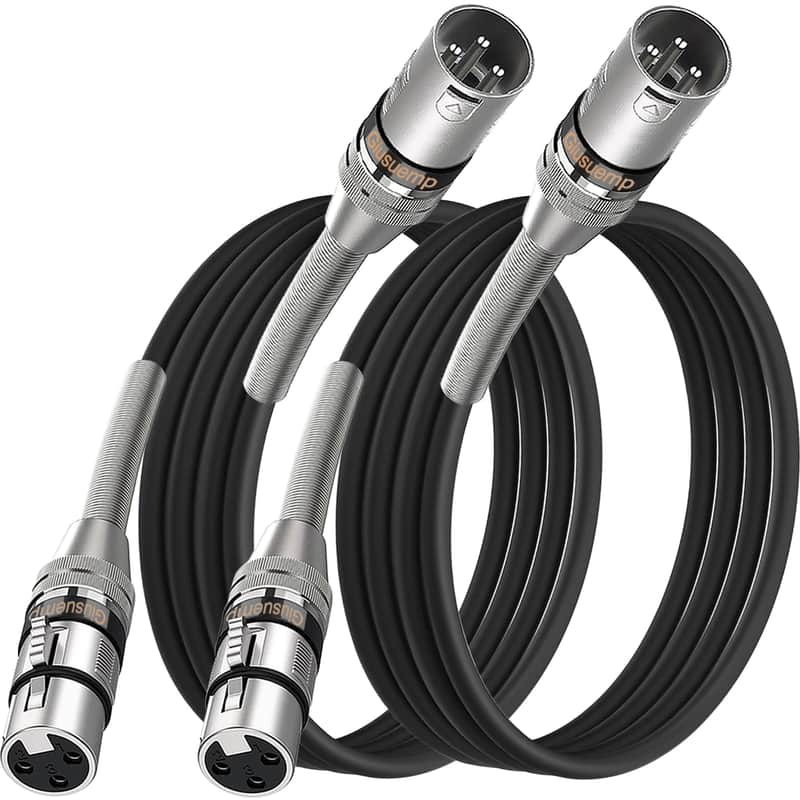 XLR Cable 8 ft 2 Pack, Premium XLR Microphone Cable, 3-Pin Balanced Shielded XLR Male to Female Mic Speaker Cord, Metal Spring SR, Black image 1