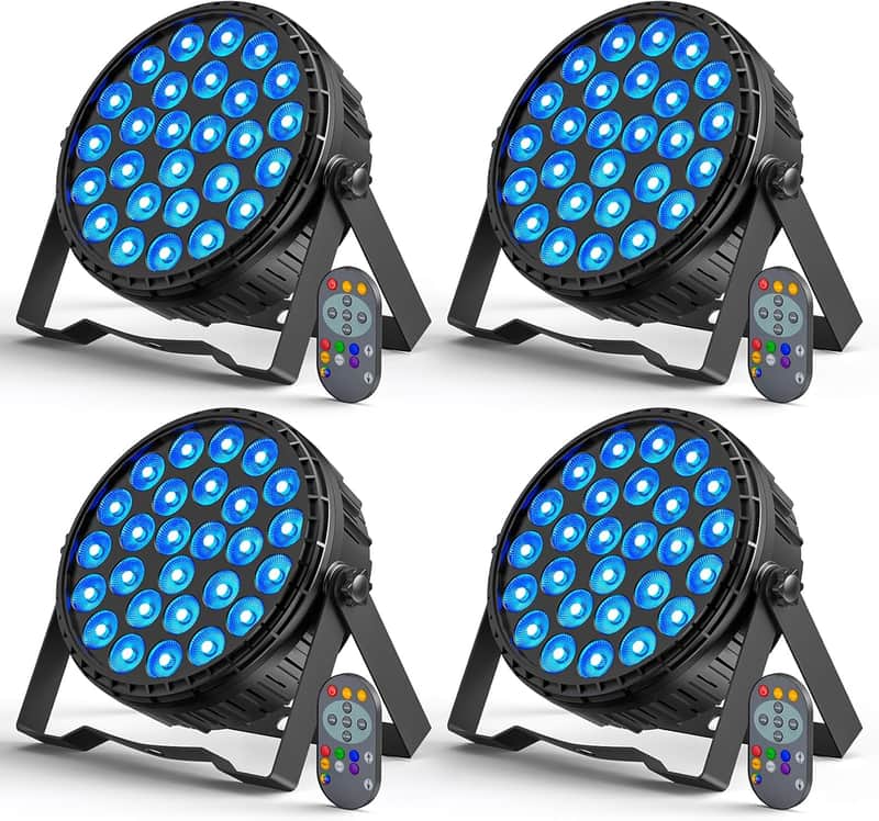 LED Par Light RGBW 4in1 160W 27Leds Stage Lights Remote & DMX Controlled Sound Activated Auto Play 8/4 Channel Uplights for Events Wedding Halloween Birthday Party Dance Stage Lighting (4 Packs) image 1