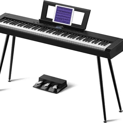 88 Key Full-Weighted Digital Piano, Electric Piano Keyboard for Beginner, Dual 30W Speakers, Graded Hammer Action 88 Keys, Triple Pedal, Bluetooth/USB/MIDI, Retro Matte Black image 1