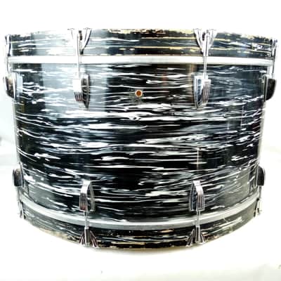 *Ludwig 14x28" Virgin 3Ply B/O Black Oyster Pearl Bass Drum 7/16/70 Bowling Ball image 1
