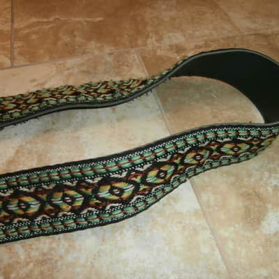 Vintage 1960's Ace-Style Guitar Strap! Green, Yellow, White! image 4