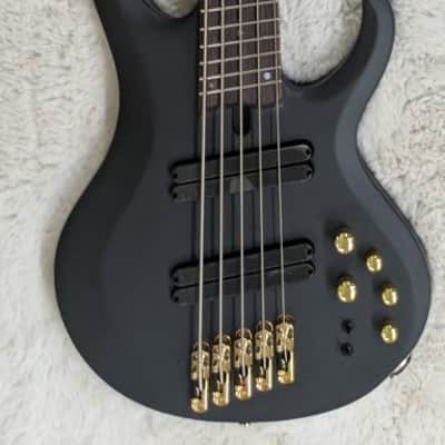 Ibanez BTB605LMBKF 5-String Multi Scale Electric Bass Guitar, Black Flat Finish