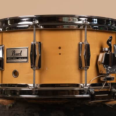 1980s Pearl 6.5x14 M-314L Natural Maple Snare Drum image 2