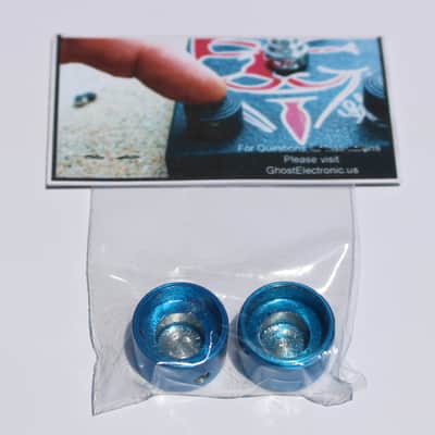Ghost Electronic Footswitch Covers 2 Electric Blue Pedal Topper Aluminum Guitar Knob 2022 image 4