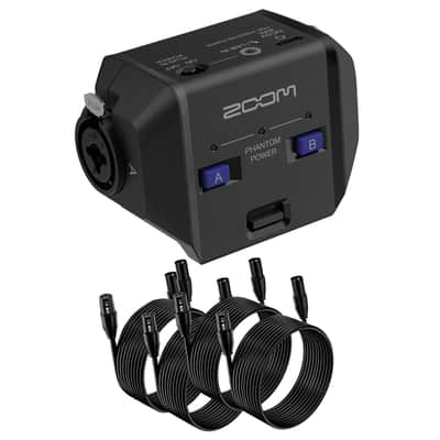 Zoom EXH-6e Dual XLR-1/4" TRS Input Capsule for H6essential Portable Recorder + 4x Pig Hog 8mm XLR Microphone Cable Male to Female 10 Ft Fully Balanced Premium Mic Cable image 1