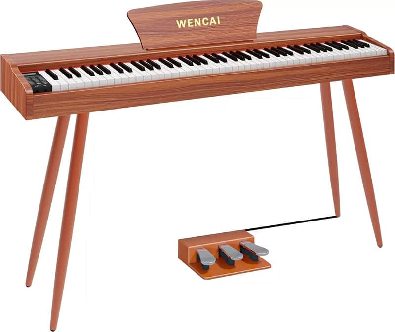 88-Key Fully Weighted Digital Piano – Hammer Action Keyboard with USB-MIDI, Triple Pedal & Stereo Speakers (Orange) image 1