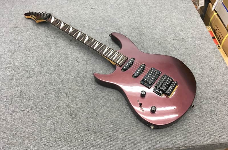 Aria Pro II VP-40 Lefty Dark Red Left handed superstrat with unique inlay image 1