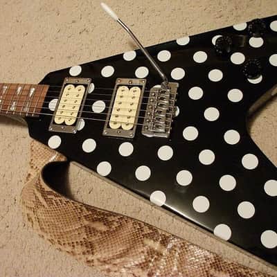 Randy Rhoads Black & White Polka Dot Flying V w/Rare 80's Earth III Python Strap image 4
