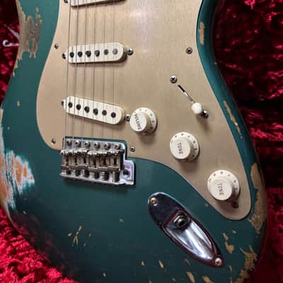 2020 Fender Custom Shop LTD '59 Strat Heavy Relic Aged Sherwood Green w/case image 3