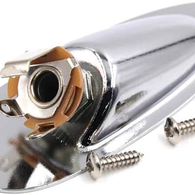 Guitar Input Jack Socket Plate Output Loaded Boat Style 1/4 Inch with Screws for Fender Stratocaster Strat St Mono Electric Guitar for Electric Guitar Replacement Parts(Silver) image 1