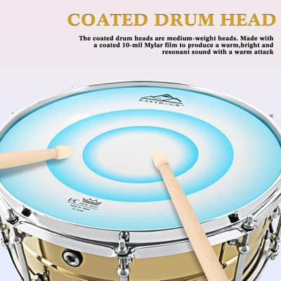 Snare Drum 14 X5.5 Inches Professional Snares for Drummer, Adult, Advanced Drum Set Snare Drums (Brass Color) image 3