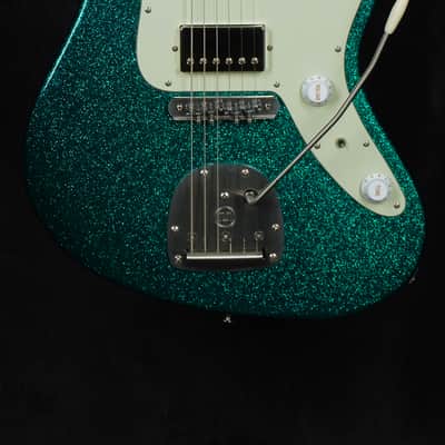 Suhr Custom Classic JM in Aqua Sparkle with Mastery Bridge and Vibrato image 1
