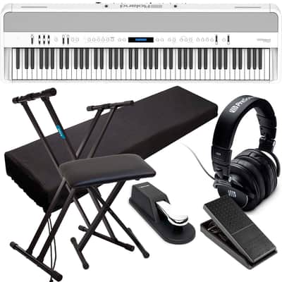 Roland FP-90X Digital Piano (White), Stand, Bench, Cover, Sustain Pedal, Presonus HD9, Yamaha FC7 Bundle